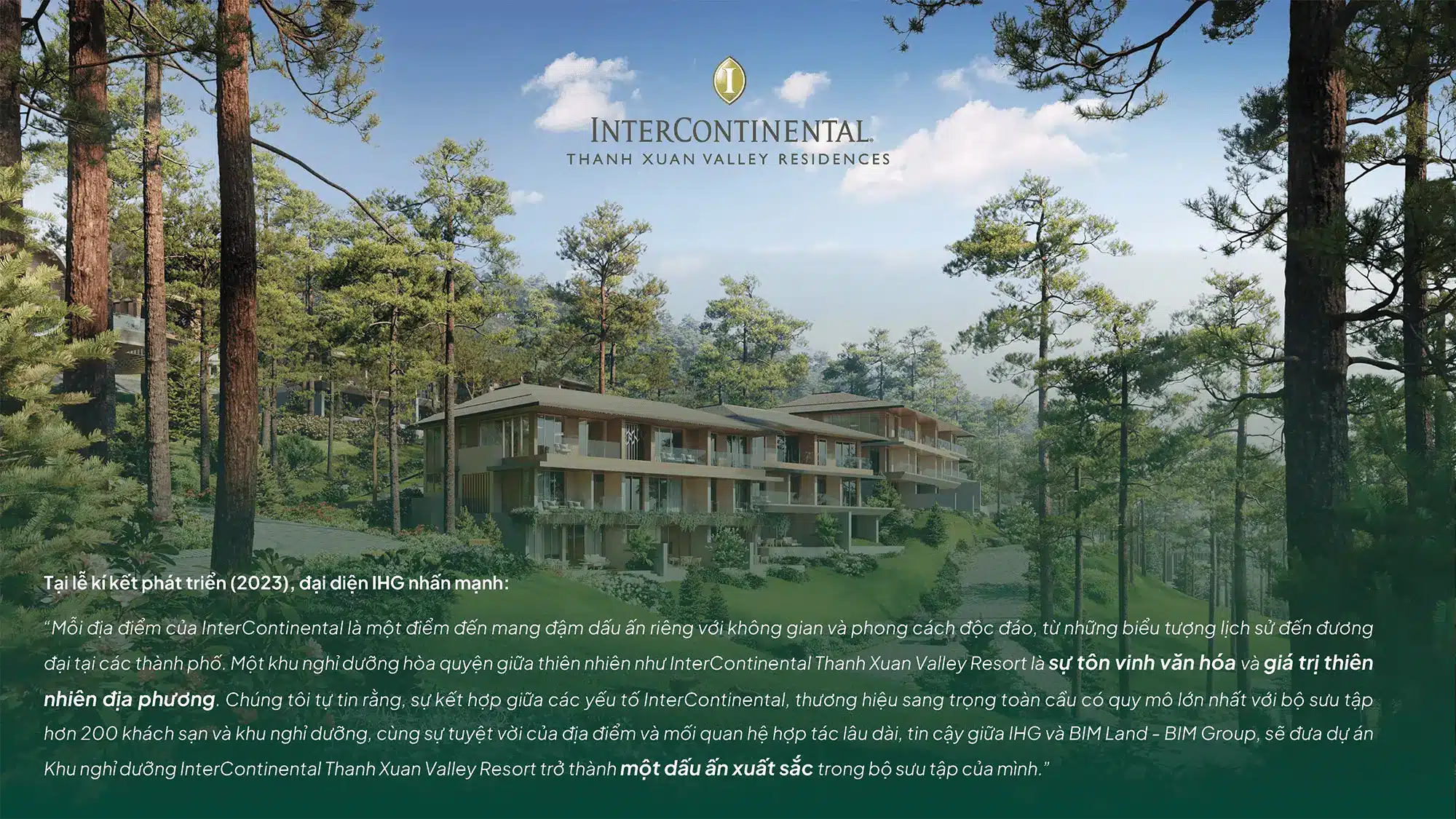 Kiến trúc hiện đại của InterContinental Thanh Xuan Valley Residences hòa mình vào rừng thông nguyên bản, tôn vinh văn hóa và thiên nhiên địa phương Kiến trúc hiện đại của InterContinental Thanh Xuan Valley Residences hòa mình vào rừng thông nguyên bản, tôn vinh văn hóa và thiên nhiên địa phương