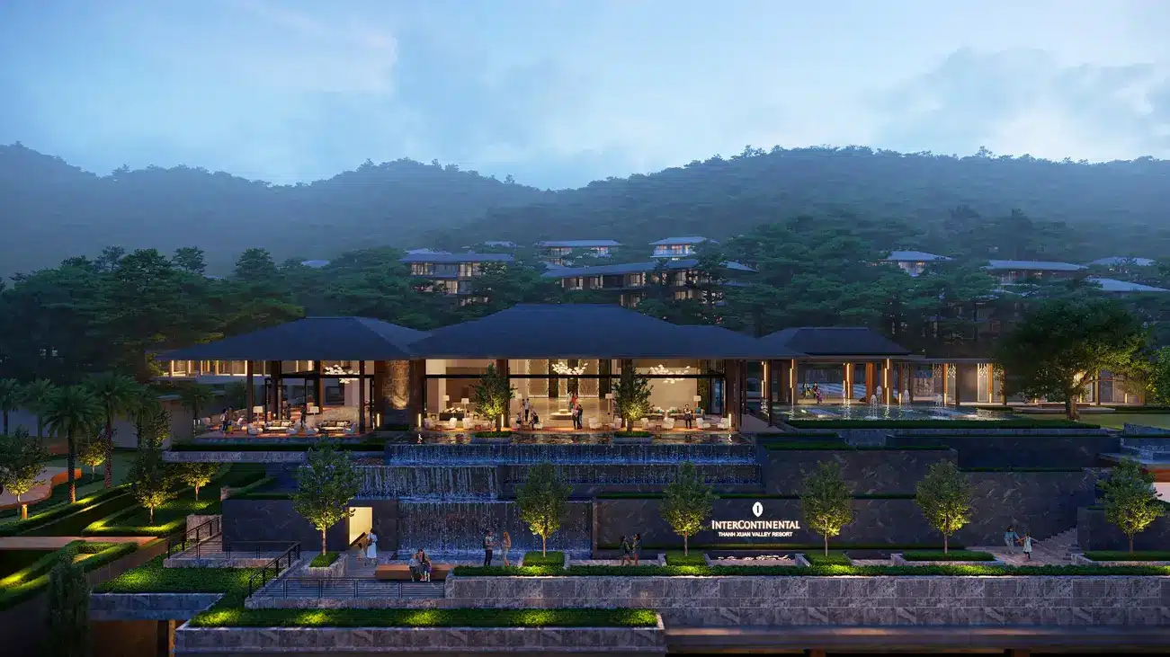 Khu nghỉ dưỡng InterContinental Thanh Xuan Valley Resort giữa thung lũng và rừng thông, mở cửa năm 2027.